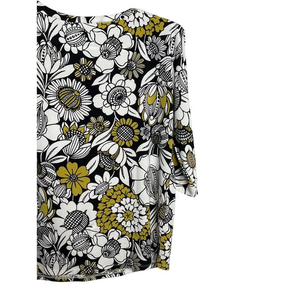 Ann Taylor Factory Floral Slit Sleeve Blouse Size Small Black Yellow Work Top - Picture 11 of 12
